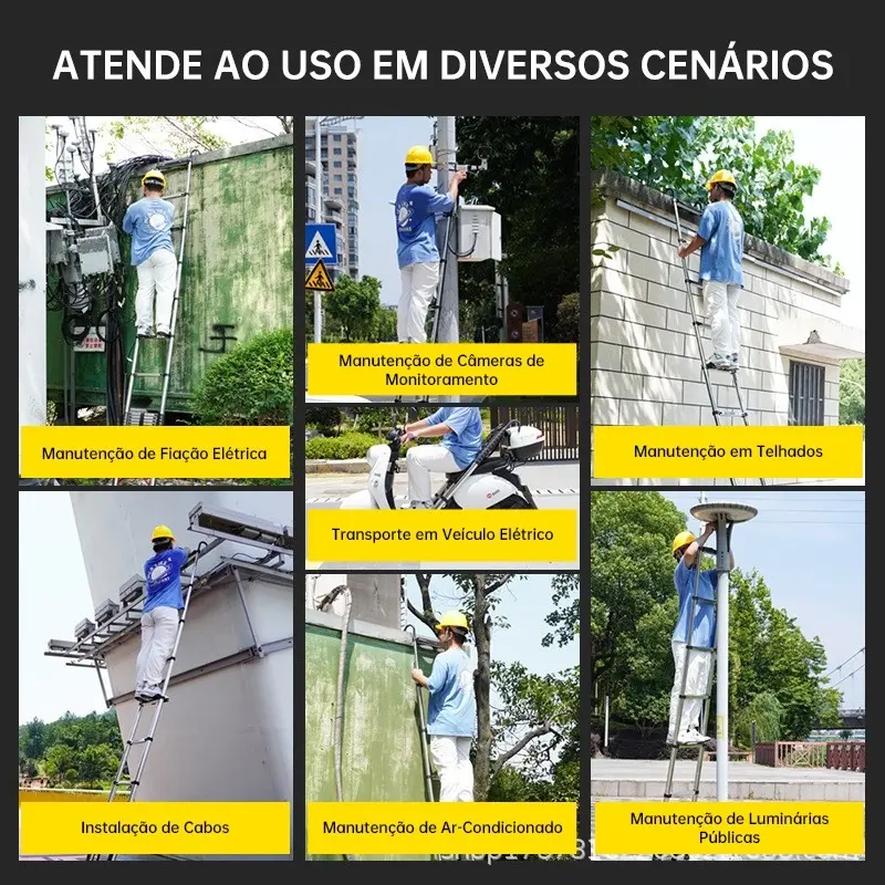 Escada Telescópica Dupla 5m 13 Degraus Dobrável Alumínio Antiderrapante 150kg — imagem 7