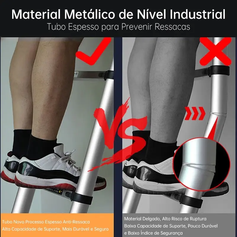Escada Telescópica Dupla 5m 13 Degraus Dobrável Alumínio Antiderrapante 150kg — imagem 9